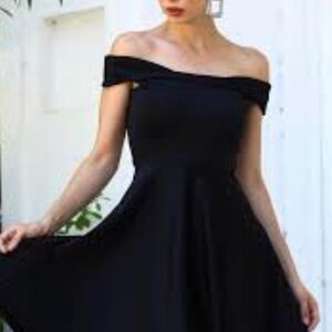 Noble U Off Shoulder Black Dress
